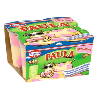 Dr. Oetker Paula Vaniljanmakuinen vanukas ja mansikkavanukastäplät 4x125g