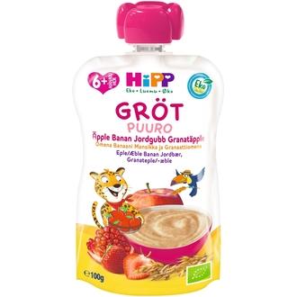 Hipp 100G Luomu Puurosmoothie Omena/Banaani/Mansikka/Granaattiomena Kaura Ja Vehnä 6Kk