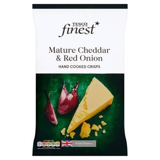 Tesco Finest 150G Mature Cheddar & Red Onion Crisps Perunalastut