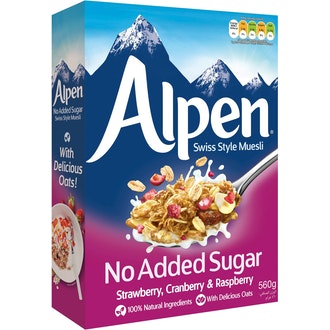 Alpen mysli 560g mansikka-vadelma-karpalo makeuttamaton