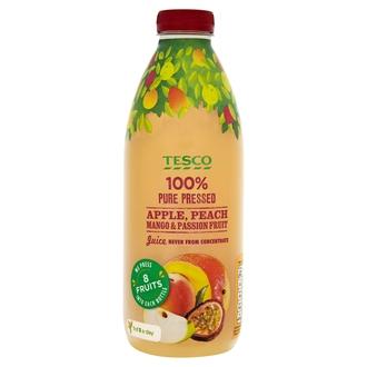 Tesco 1L Täysmehu Omena-Persikka-Mango-Passionhedelmä