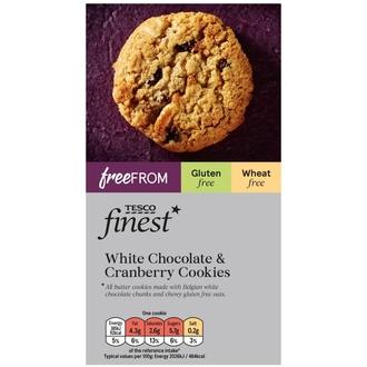 Tesco Finest Free From 150G White Chocolate & Cranberry Cookies Valkosuklaa-Karpalo Keksi Gluteeniton