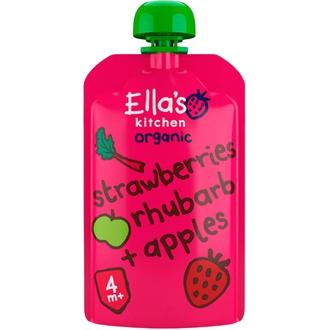 120G Ella\'s Kitchen Mansikka-Raparperi-Omenasose Alkaen 4Kk Luomu