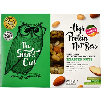 Jannis The Smart Owl proteiinipitoinen pähkinäpatukka paahdettu pähkinä 3 x 28g