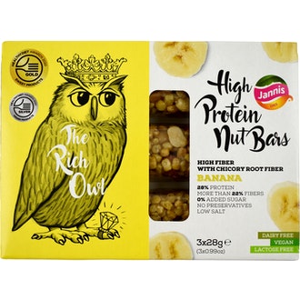 Jannis The Rich Owl proteiinipitoinen pähkinäpatukka banaani 3 x 28g