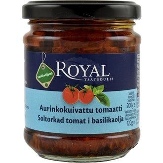 Royal aurinkokuivattu tomaatti basilikaöljyssä 200/120g