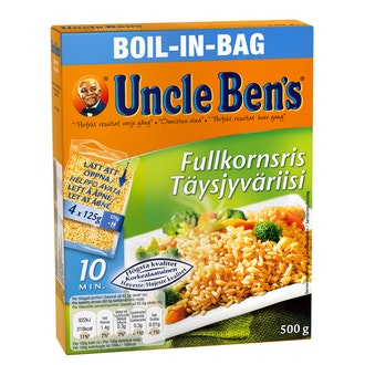 Uncle Ben\'s täysjyväriisi keitinpusseissa 4x125g