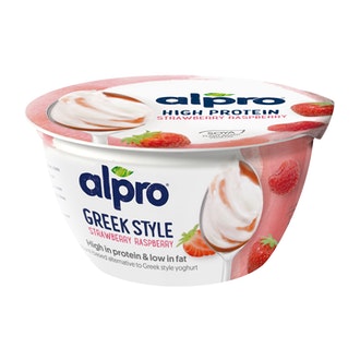 Alpro Greek Style Hapatettu soijavalmiste, mansikka-vadelma 150g