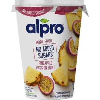 Alpro More fruit, No added sugars Hapatettu soijavalmiste ananas-passionhedelmä 400g