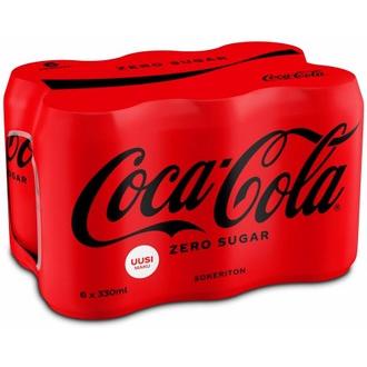 6-pack Coca-Cola Zero Sokeriton virvoitusjuoma tölkki 0,33 L
