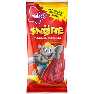 Malaco Snöre 94g Mansikkanauha