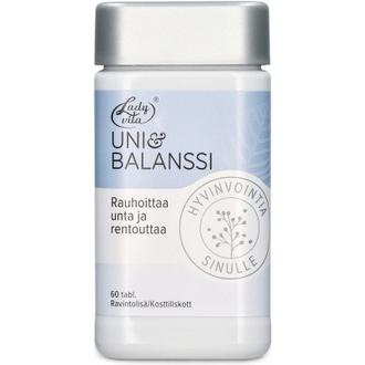 Ladyvita Uni&Balanssi Ravintolisä Sitruunamelissa-Kamomilla-Sahrami-Vitamiinitabletti 60 Tabl