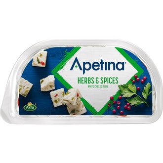 Apetina 100/80g snack yrtit ja mausteita ja välimerelllisiä juustokuutioita öljyssä