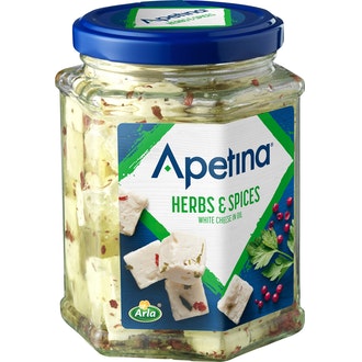 Apetina 265/150g välimerelliset juustokuutiot maustetussa öljyssä yrtit ja mausteet