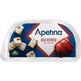 Apetina 100/70 g välimerellisiä juustokuutioita ja paprikaa öljymarinadissa snack.