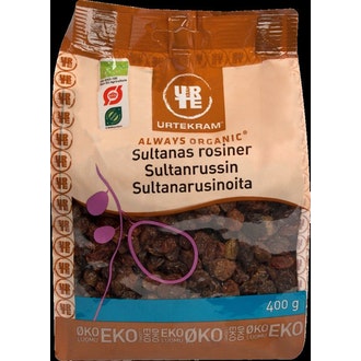Urtekram sultanarusinoita 400g luomu