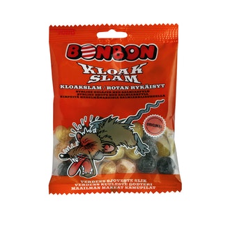 BonBon rotan rykäisyt makeispussi 125g kirpeitä hedelmämakeisia salmiakkijauheella