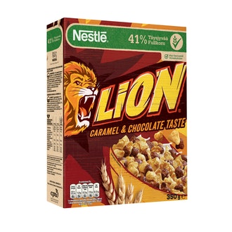 Nestlé Lion 350g suklaan ja toffeen makuisia vehnä-riisimuroja