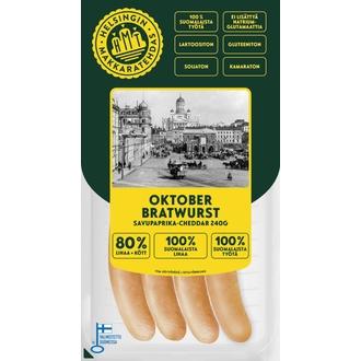 Helsingin Oktober Bratwurst savupaprika-cheddar 240g