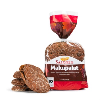 Perheleipuri Salonen Makupalat 6 kpl pss 420g ruissekaleipä, halkaistu