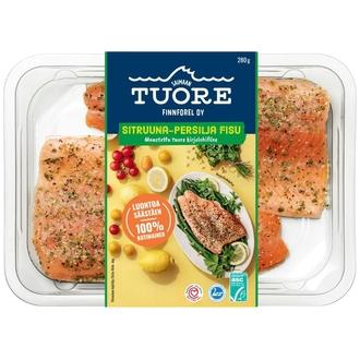Saimaan Tuore  ASC Sitruuna-persilja fisu, kirjolohifilee maustettu, 2 kpl. 280 g.
