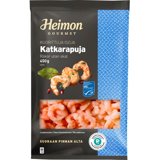 Heimon Gourmet kuorittuja isoja keitettyjä katkarapuja MSC 100-200 kpl/lb 450g pakaste
