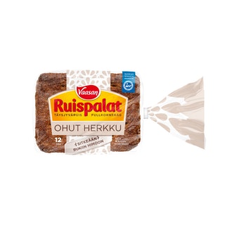 Vaasan Ruispalat Ohut Herkku 390 g 12 kpl täysjyväruisleipä