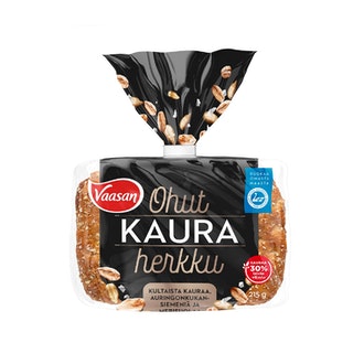 Vaasan Ohut Kauraherkku 215 g 6 kpl kaurasekaleipä