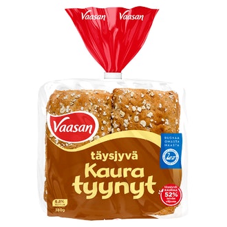 Vaasan Täysjyväkauratyynyt 380g 6 kpl täysjyväkauraleipä