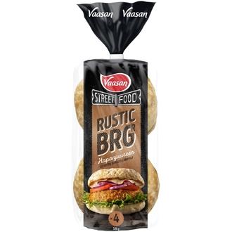 Vaasan Street Food Rustic BRGR 320g 4 kpl Hapanjuuren leivottu hampurilaissämpylä