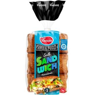 Vaasan Street Food Sub Sandwich Kaurainen 240 g 3 kpl kauraisa sämpylä