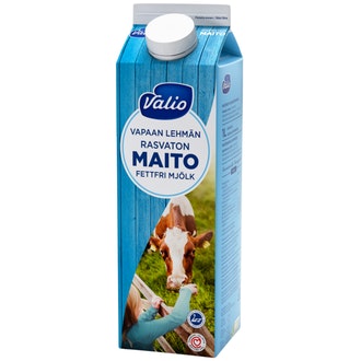 Valio vapaan lehmän rasvaton maito 1 l