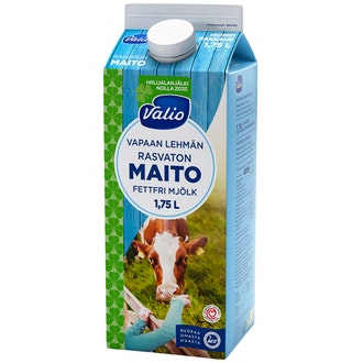 Valio vapaan lehmän rasvaton maito 1,75l