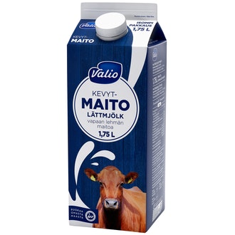 Valio vapaan lehmän kevytmaito 1,75l