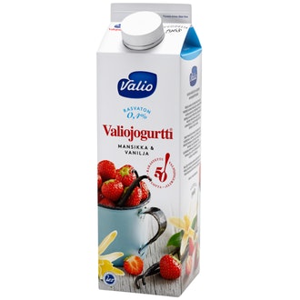 Valiojogurtti® 1 kg rasvaton mansikka-vanilja laktoositon
