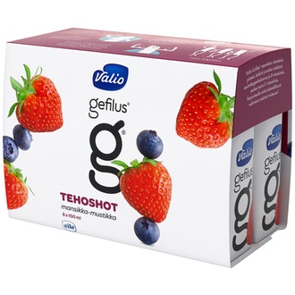 Valio Gefilus® tehoshot 8x100 ml mansikka-mustikka laktoositon