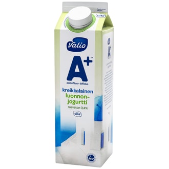 Valio A+™ kreikkalainen luonnonjogurtti 1 kg rasvaton laktoositon