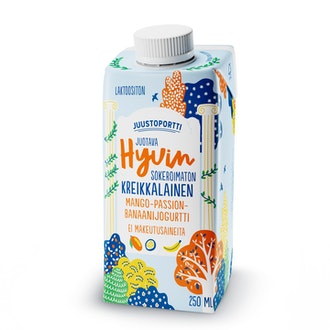 Juustoportti Hyvin sokeroimaton kreikkalainen juotava jogurtti 250ml mango-passion-banaani laktoosit