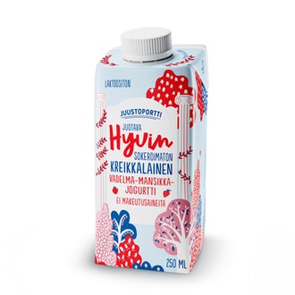 Juustoportti Hyvin kreikkalainen juotava jogurtti 250 ml mansikka-vadelma laktoositon