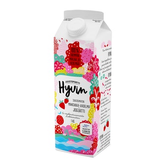 Juustoportti Hyvin sokeroimaton ja makeutusaineeton jogurtti 1 kg mansikka-banaani-vadelma laktoositon