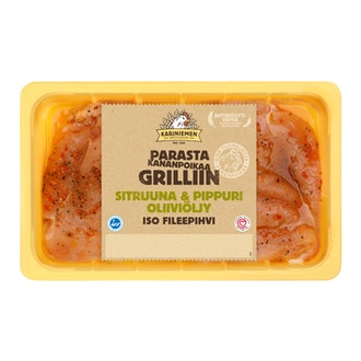Kariniemen Kananpojan Iso fileepihvi Sitruuna & Pippuri oliiviöljy 500g