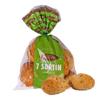 Rosten Seitsemän sortin sämpylä 7kpl 350g moniviljasämpylä