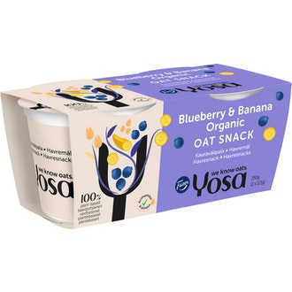 Yosa kauravälipala mustikka-banaani 2x125g luomu