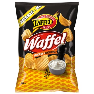 Taffel Waffel ranskankerma mustapippuri maustettu perunalastu 325g