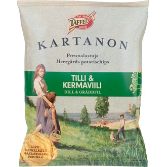 Taffel Kartanon 50g tilli&kermaviili maustettu perunalastu