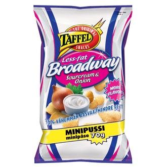 Taffel Broadway Less Fat 70g sourcream&onion maustettu perunalastu