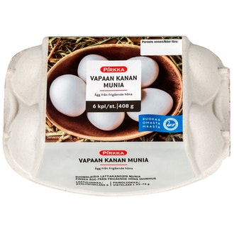 Pirkka vapaan kanan munia 6 kpl/408g