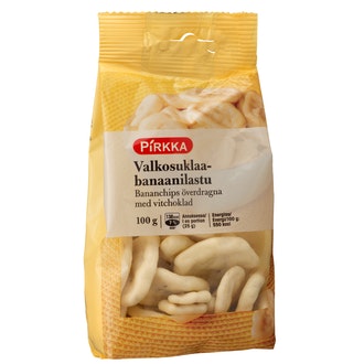 Pirkka valkosuklaabanaanilastu 100g