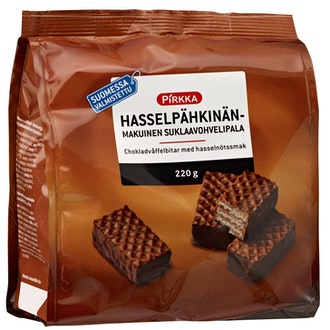 Pirkka hasselpähkinänmakuinen suklaavohvelipala 220g