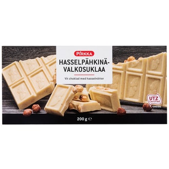 Pirkka valkoinen hasselpähkinäsuklaa 200g UTZ